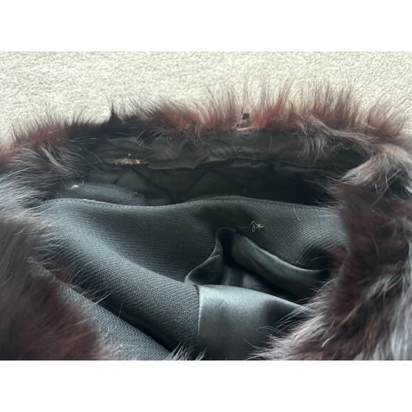 Vintage Union Made Black Wool Over Coat Dramatic Fur Collar CBK Style Tailored - Picture 16 of 16